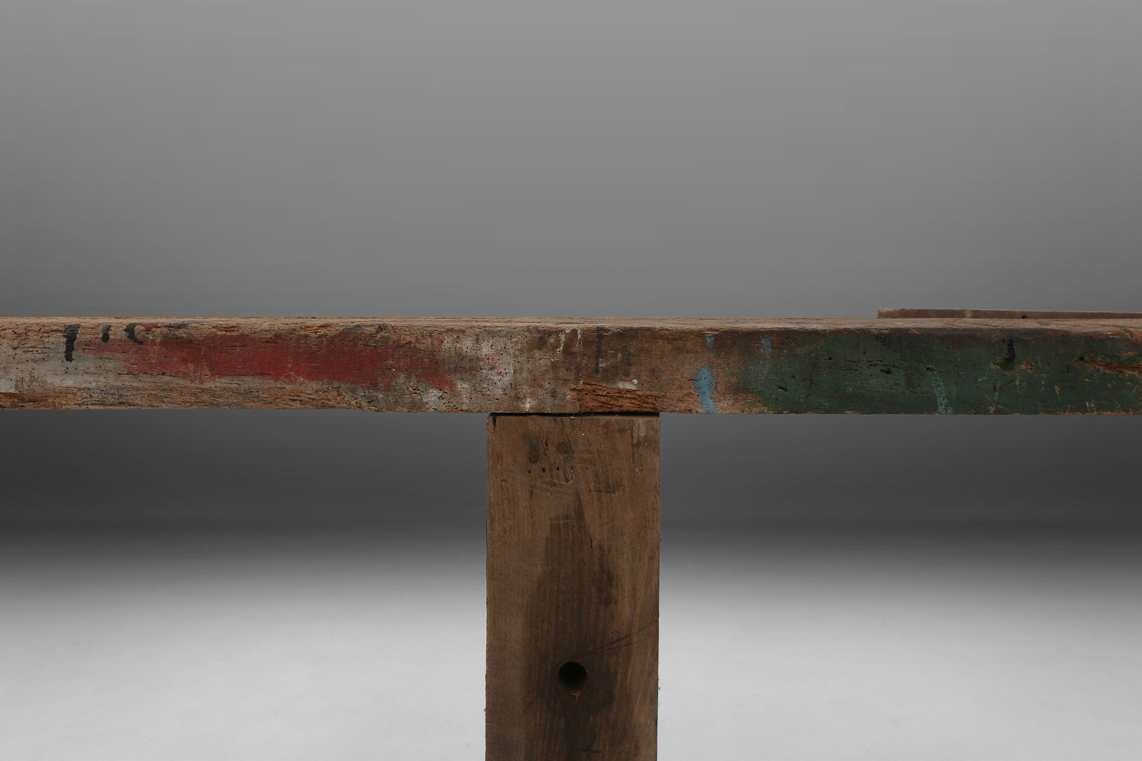 Industrial Oak Workbench with Exceptional Patina, Belgium ca. 1850thumbnail